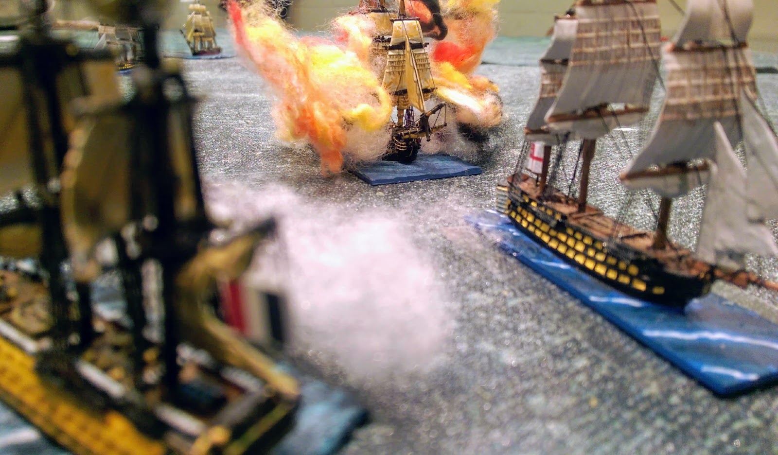 HMS Victory ablaze