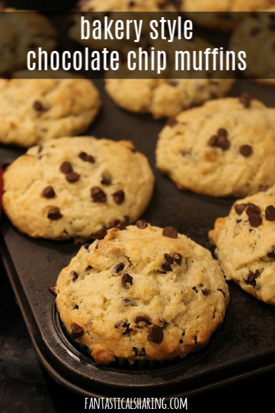 Bakery Style Chocolate Chip Muffins #recipe #muffins #breakfast #chocolate