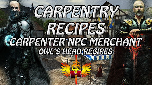 Owl's Head Recipes • Carpentry Recipes • Carpenter NPC Merchant • Shroud Of The Avatar Recipes