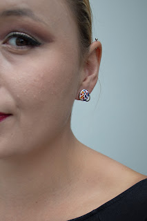 boucles oreilles canne mosaïque pâte polymère Stenna Bijoux