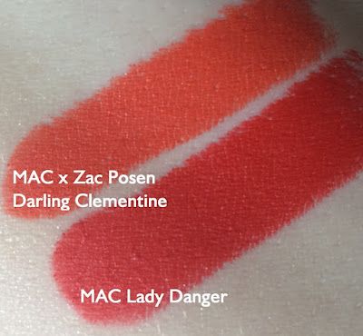 MAC x Zac Posen Darling Clementine lady danger swatch