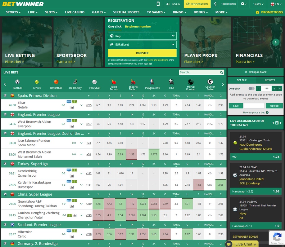 Betwinner Screen