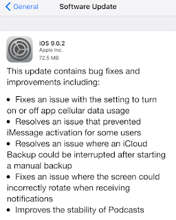 Apple rilascia il nuovo iOS 9.0.2