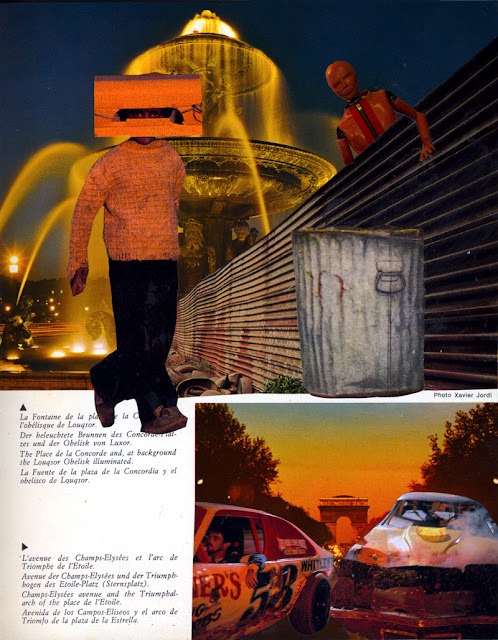 Collages from altered Paris guidebook