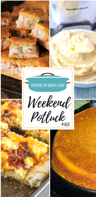 Weekend Potluck featured recipes include Classic Southern Cornbread, Easy Breakfast Pizza, Crab Crescent Bites, Crock Pot Mashed Potatoes, and so much more.