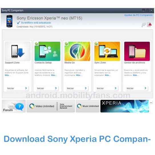 Sony Xperia PC Companion and Sony PC suite