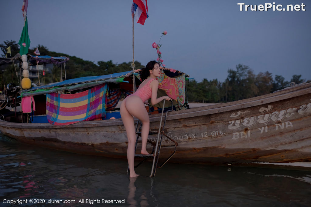 Image XIUREN No.2340 - Chinese Model Shen Mengyao (沈梦瑶) - Sexy Pink Monokini on the Beach - TruePic.net - Picture-58