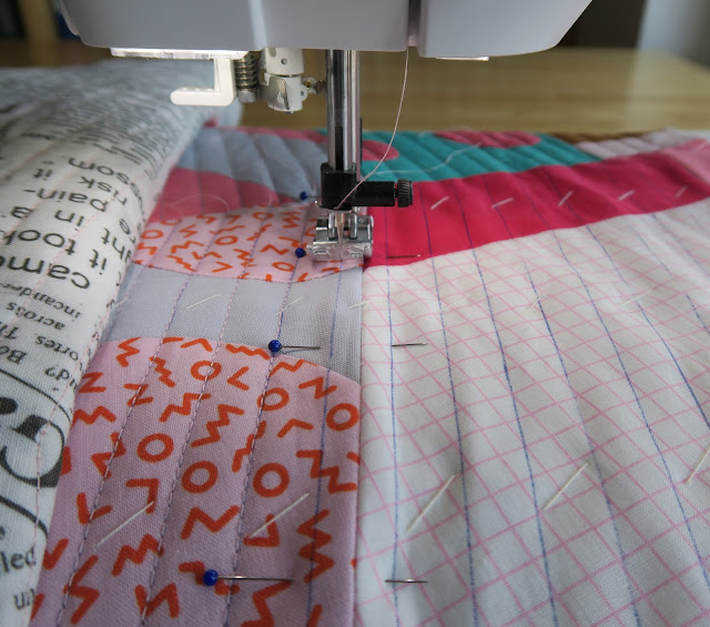 Luna Lovequilts - Machine straight line quilting - In progress