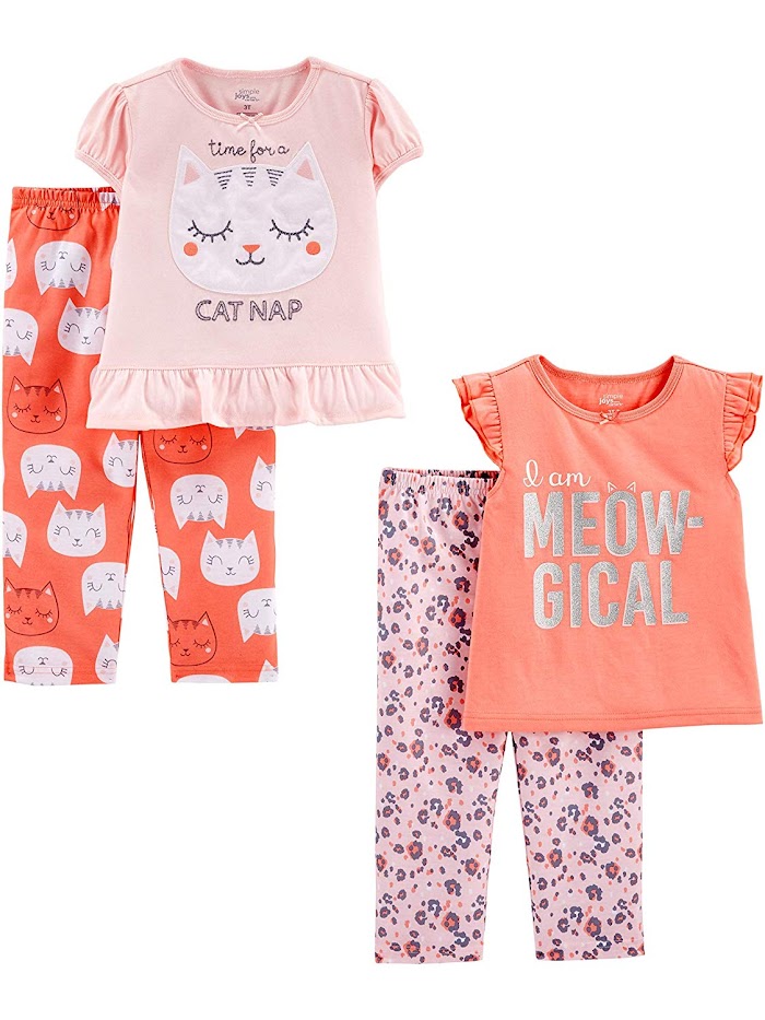 Simple Joys by Carter's Toddler Girls' 4Piece Fleece Pajama Set