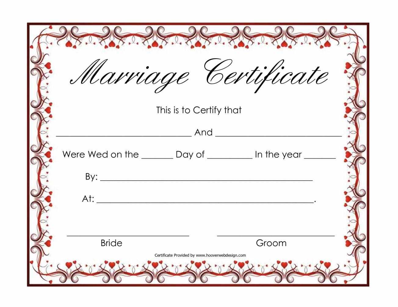 Certificate Templates: Sample Marriage Certificates