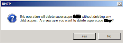 DHCP Superscope deletion