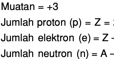 Berdasarkan lambang atom 5626Fe. Jumlah proton, elektron, dan neutron