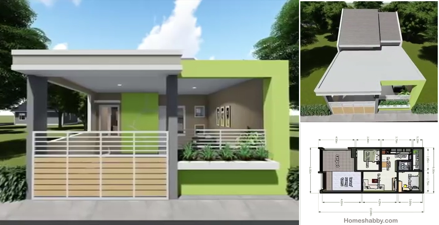 Desain Rumah Dengan Ukuran 6x13 M Dengan Konsep Warna Hijau Yang Menonjolkan Efisiensi Ruang Desainrumahpediacom Inspirasi Desain Rumah Minimalis Modern