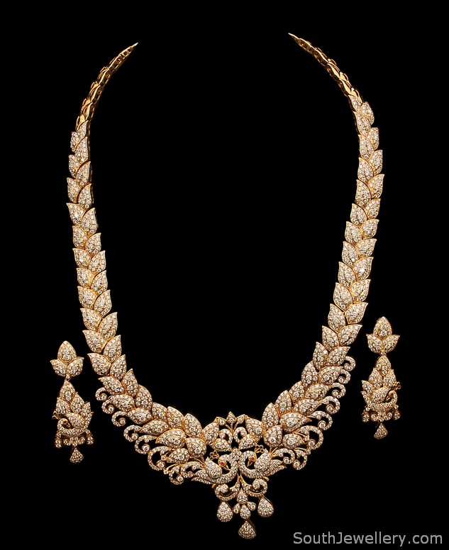 Peacock Diamond Haram - Indian Jewellery Designs