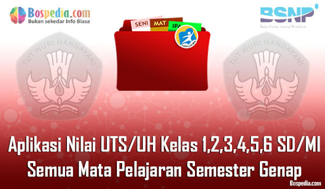 Aplikasi Nilai UTS/UH Kelas 1,2,3,4,5,6 SD/MI Semua Mata Pelajaran Semester Genap