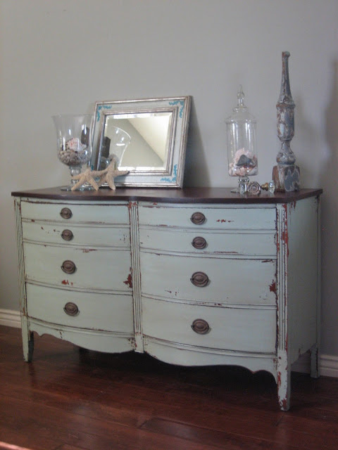 European Paint Finishes: Bowed Chippy Dresser & a HEADS UP