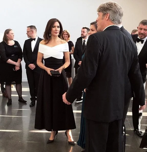 Crown Princess Mary wore Preen by Thornton Bregazzi Virginia Dress and Princess Mary carried Sergio Rossi black clutch, Gianvito Rossi shoes