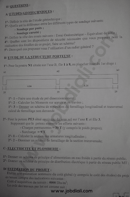 Exemple Concours de Recrutement des Ingénieurs d'Etat Genie Civil - Ministère des Habous et des Affaires Islamiques Exemple Concours de Recrutement des Ingénieurs d'Etat Genie Civil - Ministère des Habous et des Affaires Islamiques