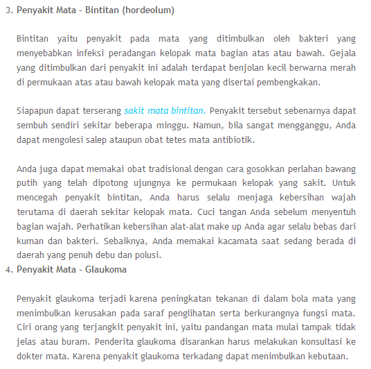Macam-macam Penyakit Mata dan gejala dan Cara Pencegahannya