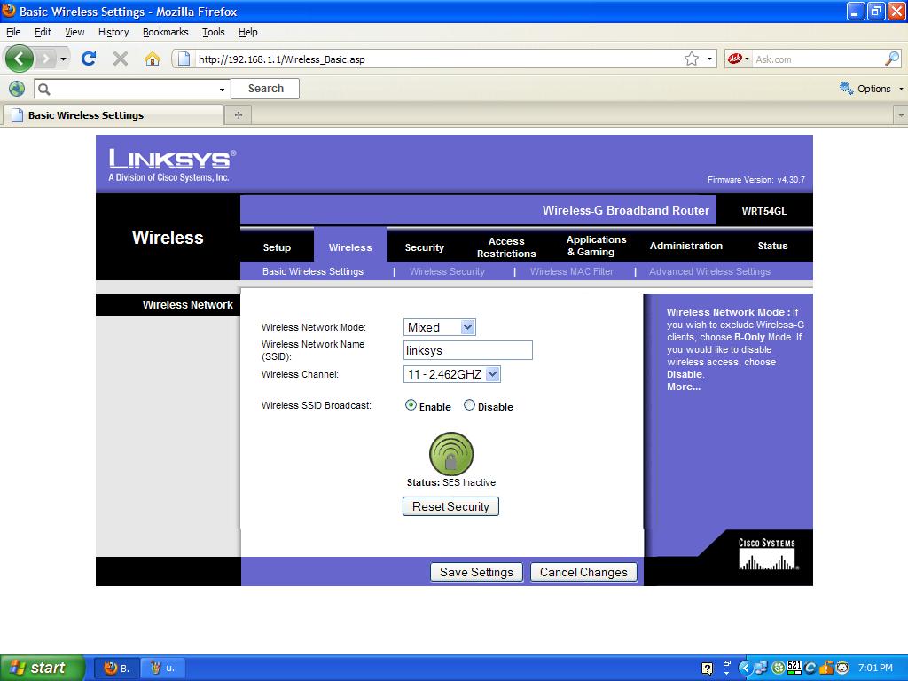 Catatan Kecilku Setting Access Point Linksys Wirreless WRT54G