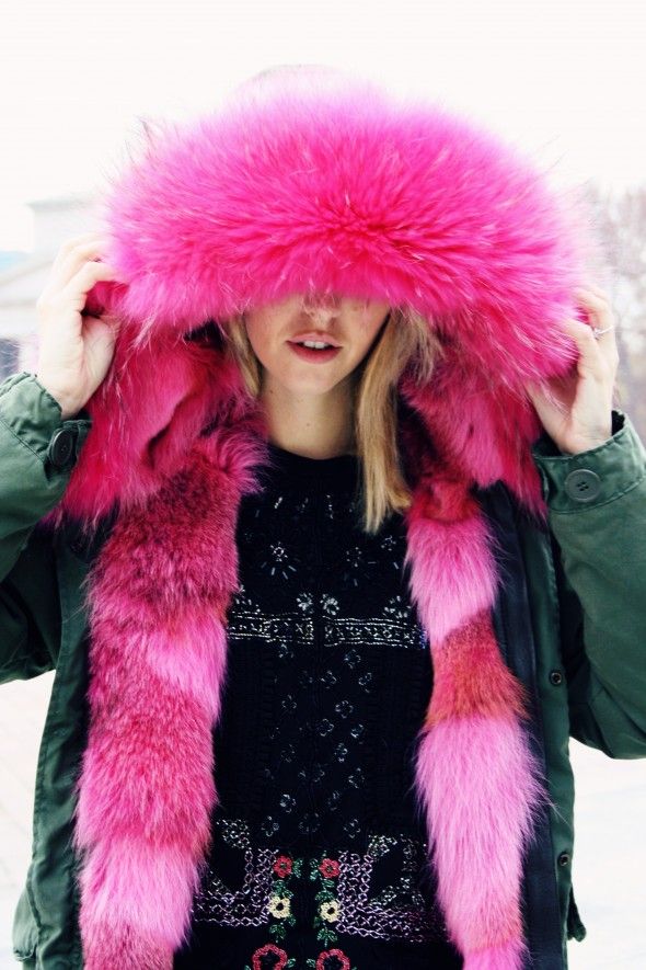 Coloured Fur Hoods & Linings - FRONT ROW
