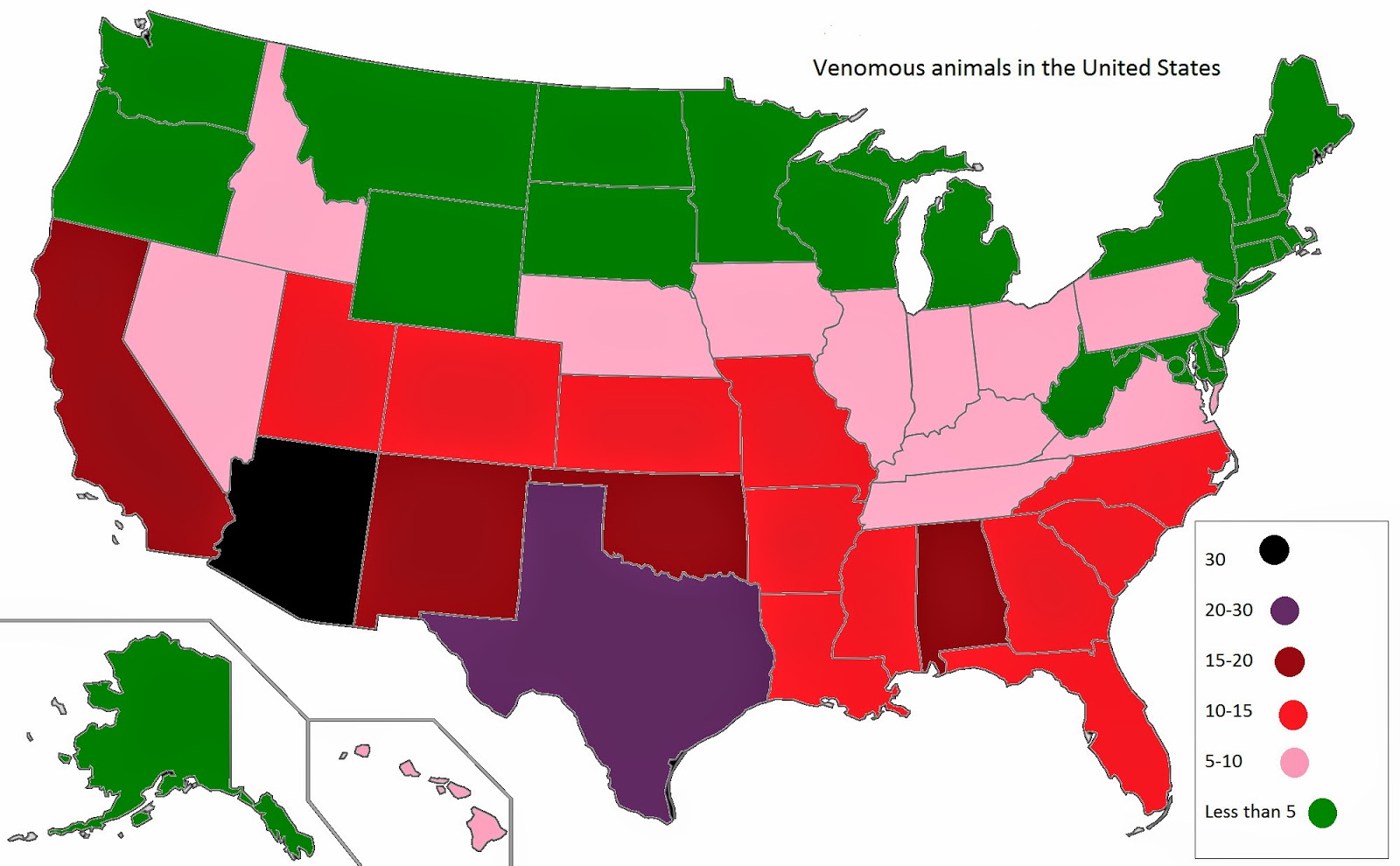 Number of Venomous Animals by State