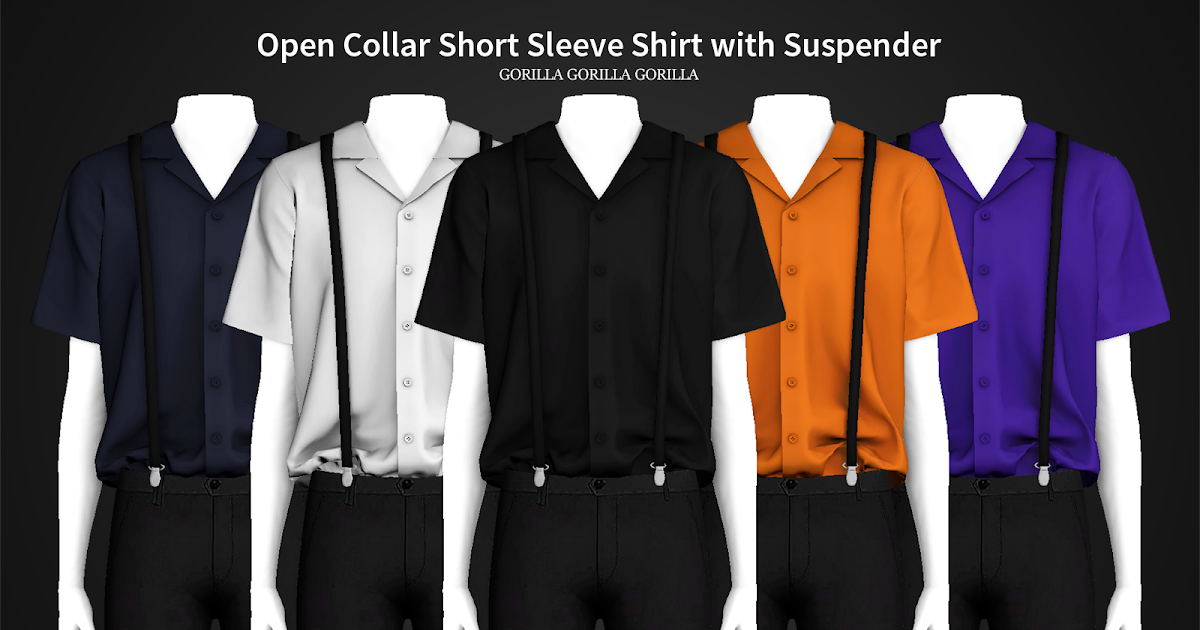 Open Collar Short Sleeve Shirt With Suspender Gorilla X3