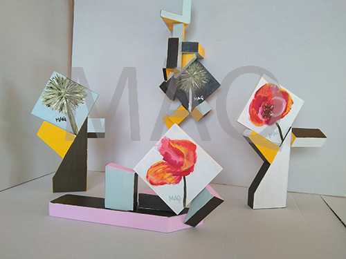 Pintura Abstracta de Inmaculada Cuesta (MAQ): Flores de madera