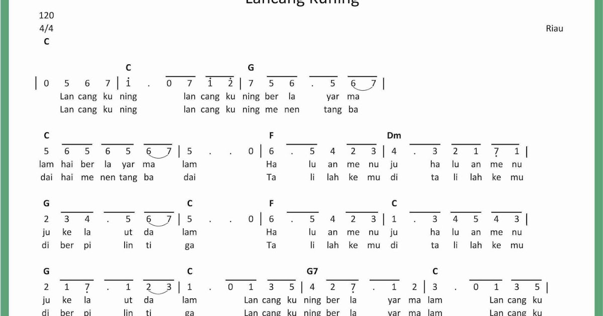 Not Angka Lancang Kuning Seputar Musik Not Angka Lancang Kuning Seputar Musik