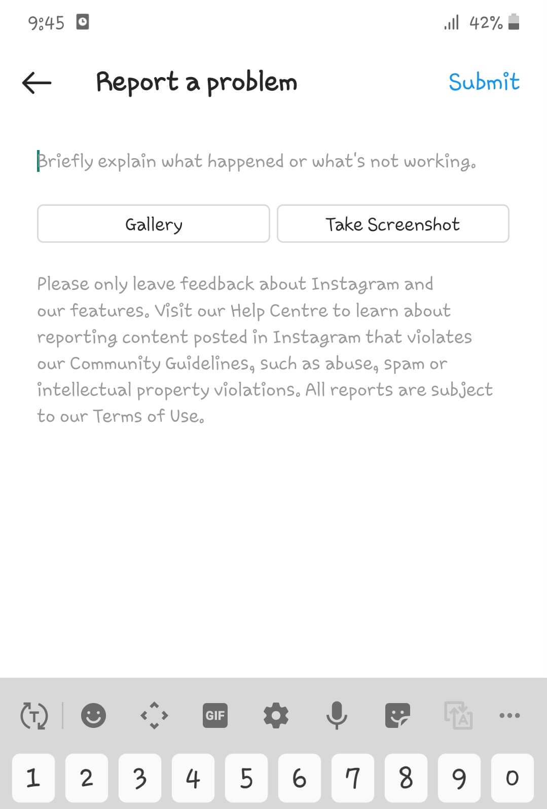 Report problem to Instagram Report problem to Instagram
