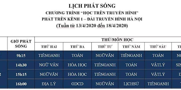 Lịch phát sóng và link học trên HanoiTV, HTV tuần từ 13/4-18/4/2020