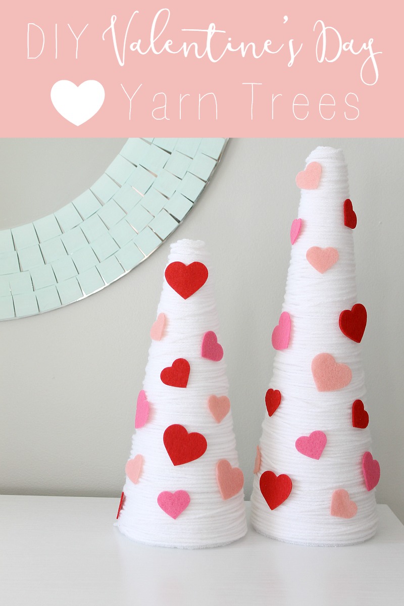 DIY Valentine's Day Yarn Trees | The Inspired Hive