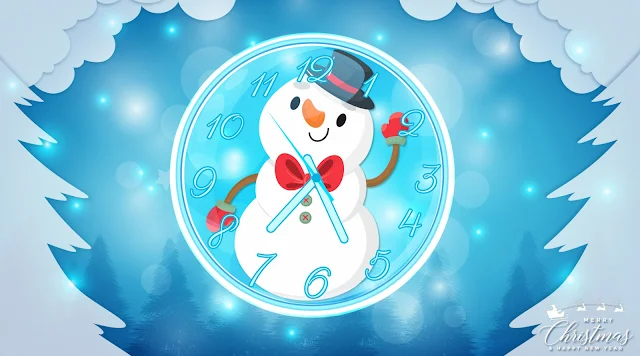 Cute Snowman Animated Clock