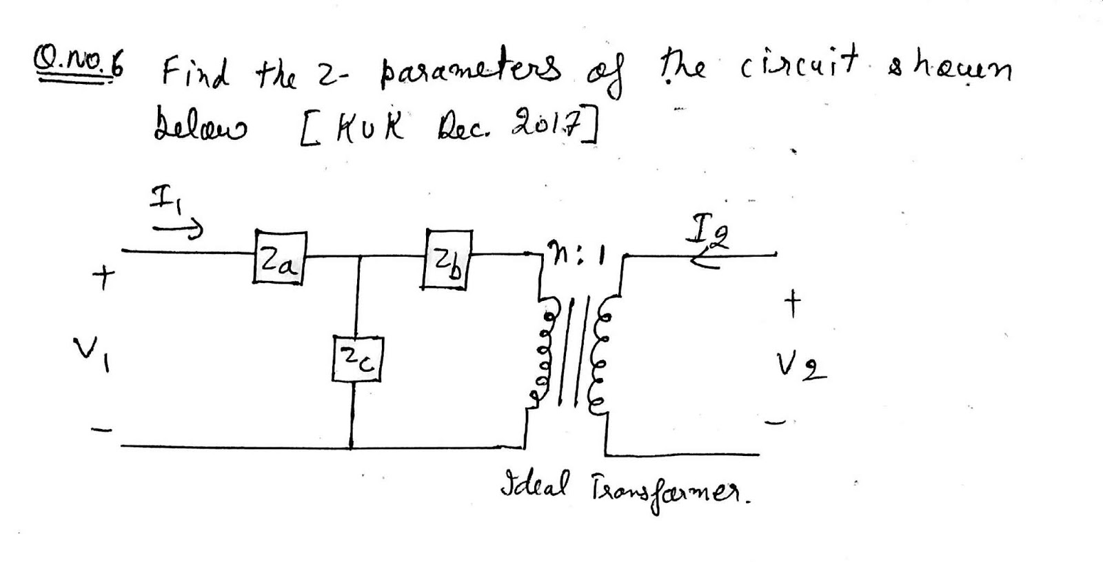 ZParameter Of Ideal Transformer with Impedance at Input Network