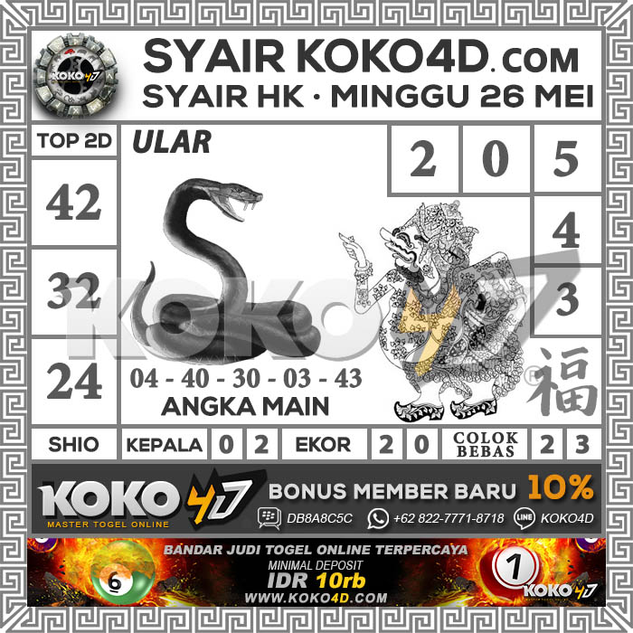 Prediksi Syair Hongkong Hari Minggu Tanggal 26 Mei 2019 Situs Cara
