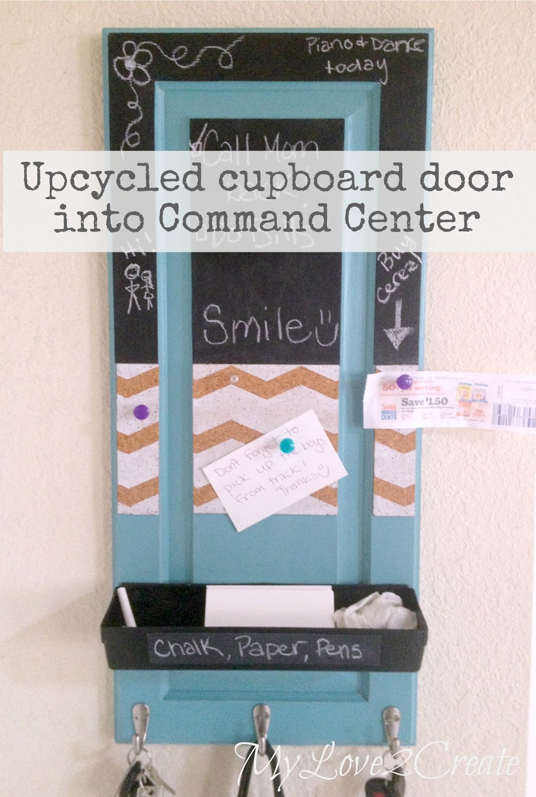 MyLove2Create, Upcycled Cupboard Door into Command Center
