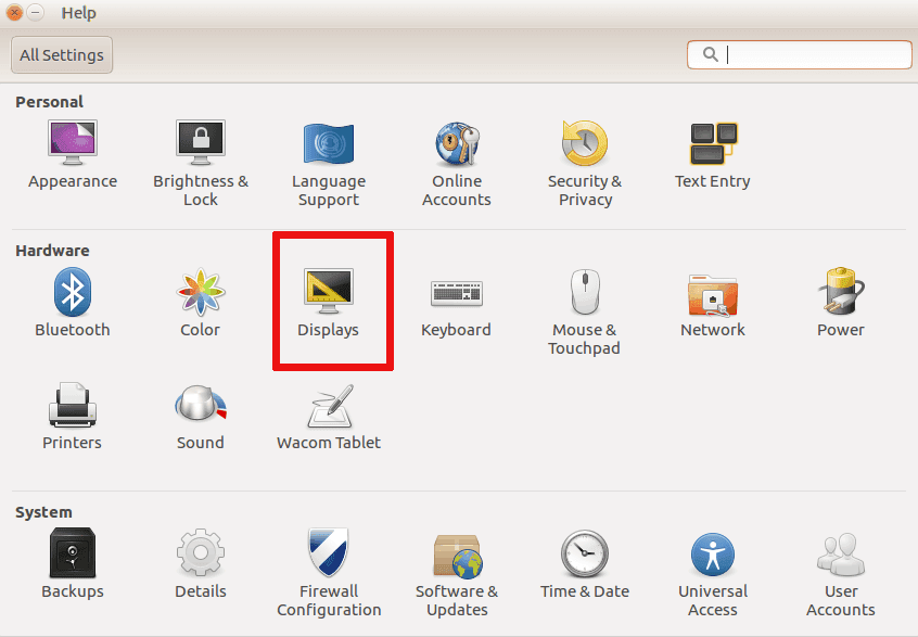 accesare displays în Ubuntu