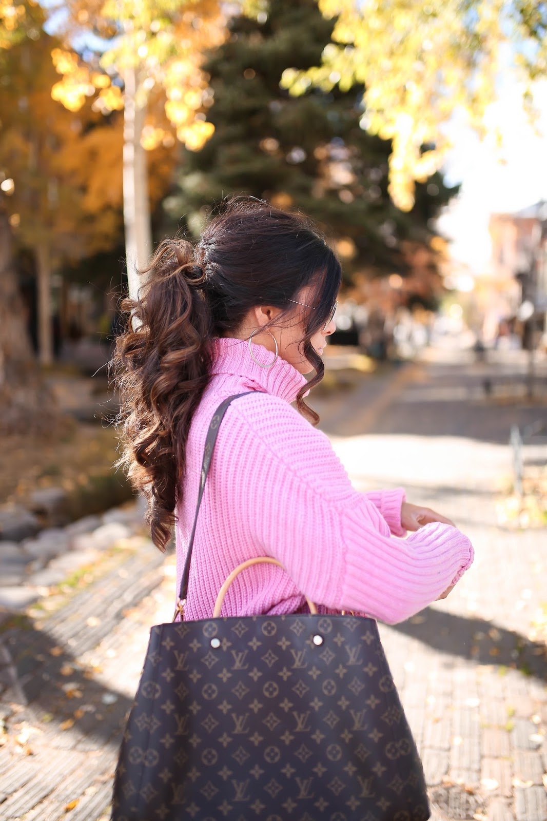 Emily Gemma, The Sweetest Thing Blog, aspen fashion blog, hot pink turtleneck ASOS, how pink turtleneck Nordstrom, Zara ripped jeans, leopard pumps, christian louboutin so kate leopard pumps, louis vuitton Montaigne GM, pinterest fall fashion 2016, pinterest fall outfits, pinterest outfit ideas fall casual women, pinterest fall trends 2016, pinterest fall outfit ideas for women, fall date night outfits, best fall outfits, popular fall outfits, how to wear hot pink in fall, leopard print pumps outfit idea, fashion blogs with fall outfits, popular fashion blogs fall outfits, messy ponytail tutorial, how to make a messy low ponytail, messy voluminous low ponytail, medium brunette hair style, fall hairstyles 2016, fall hair brunette balayage medium, smash box OBVI lipstick charlotte tilbury lipgloss, david yurman morganite albion ring gold, david yurman bracelet stack