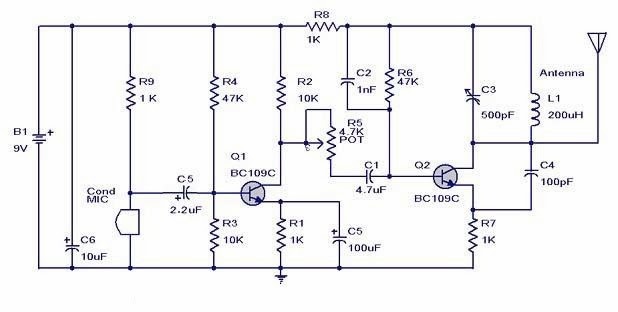 Simple AM Transmitter Circuit - Popular Electronics Circuit