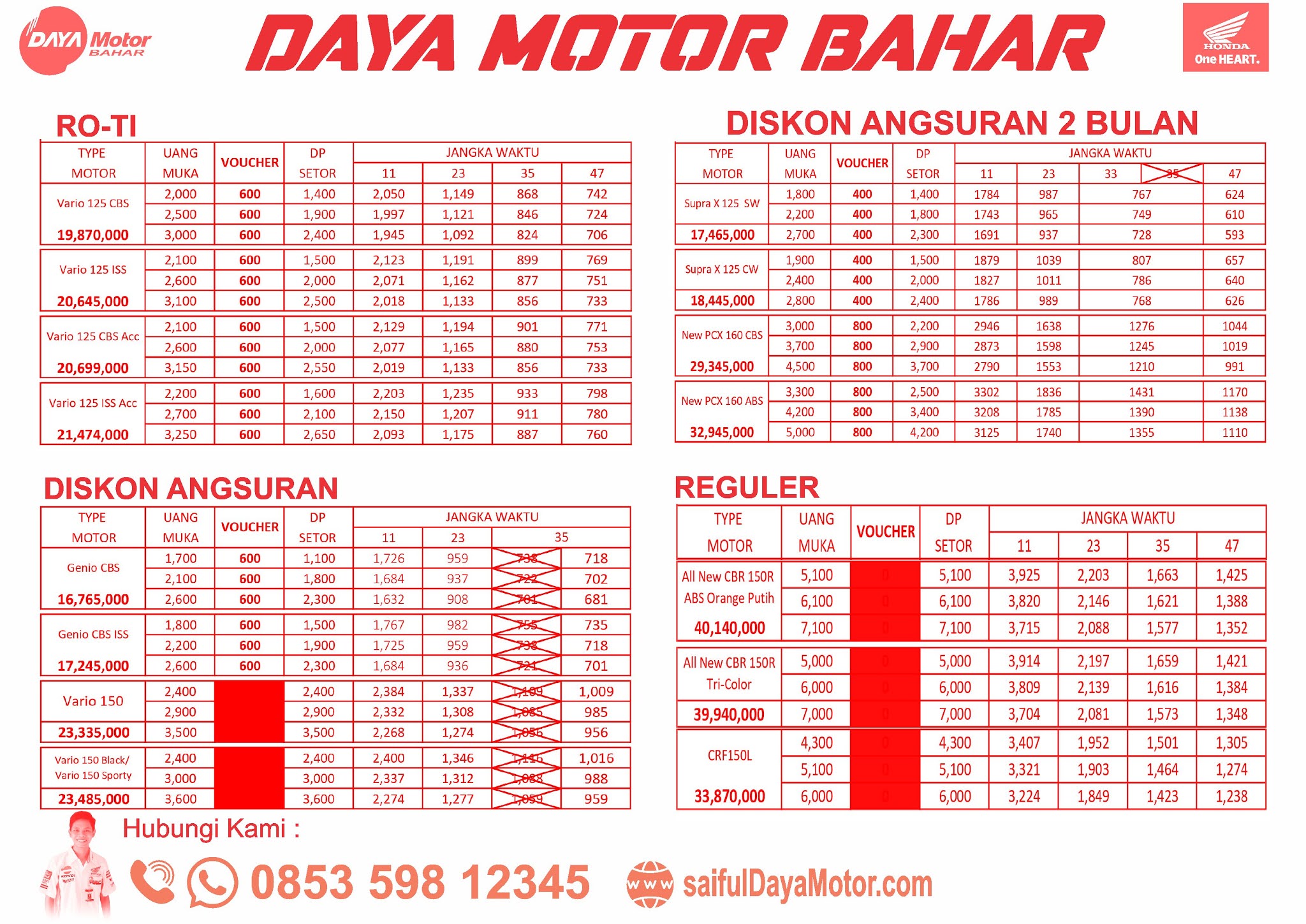 Brosur Kredit Motor Honda Maret 2021 Dealer Sepeda Motor Honda Sungai Bahar Jambi