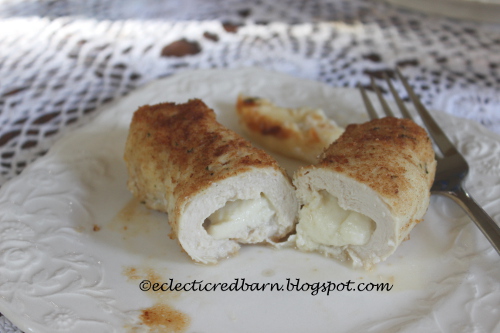 String cheese stuffed chicken