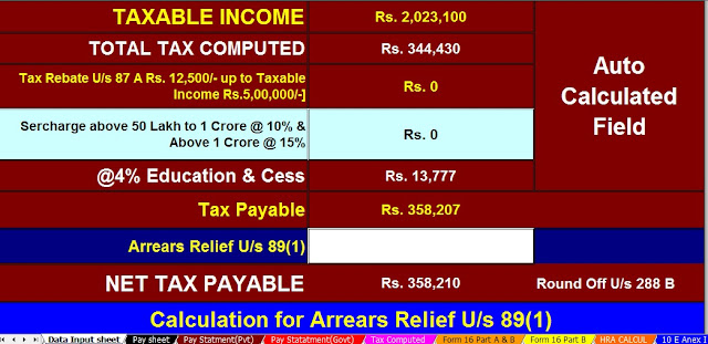 Automated Income Tax Calculator for the Govt and Non-Govt Employees for the F.Y.2020-21