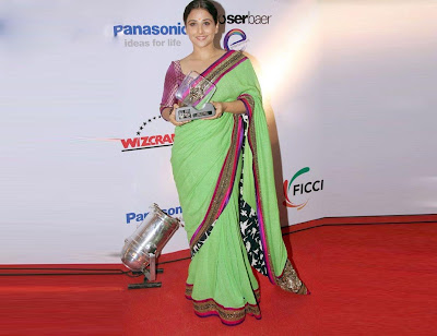 Bollywood Actress Vidyabalan green Saree Photos