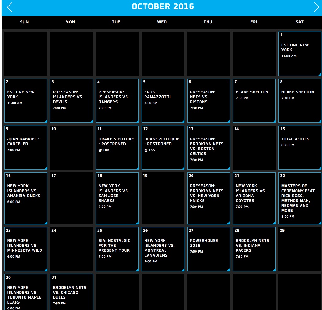 The Barclays Center event calendars the schedule sure picks up in fall