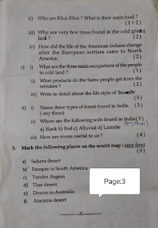 Geography Question papers class 5 page 