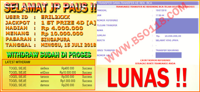 [15JULI2018] SELAMAT JP PAUS 10JT ID ERIL2XXX &amp; ID RADJXXX BSO118