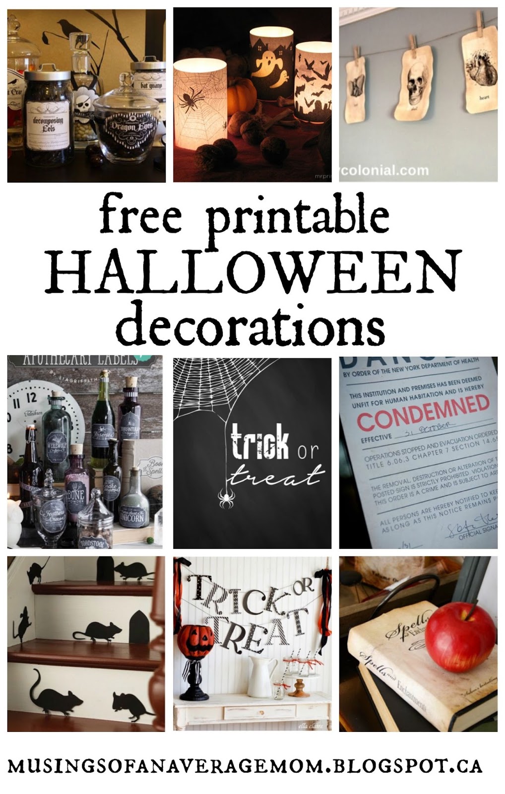 Musings Of An Average Mom Free Printable Halloween Decorations