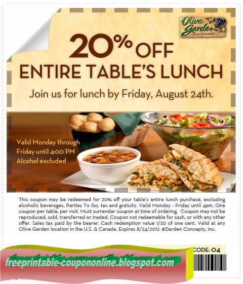 Printable Coupons 2020 Olive Garden Coupons