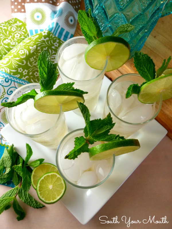 The best mojito recipe EVER with an easy mint simple syrup, limes, rum or tequila and a little something to make it sparkle! #mojito #happyhour #cincodemayo #tequila #rum