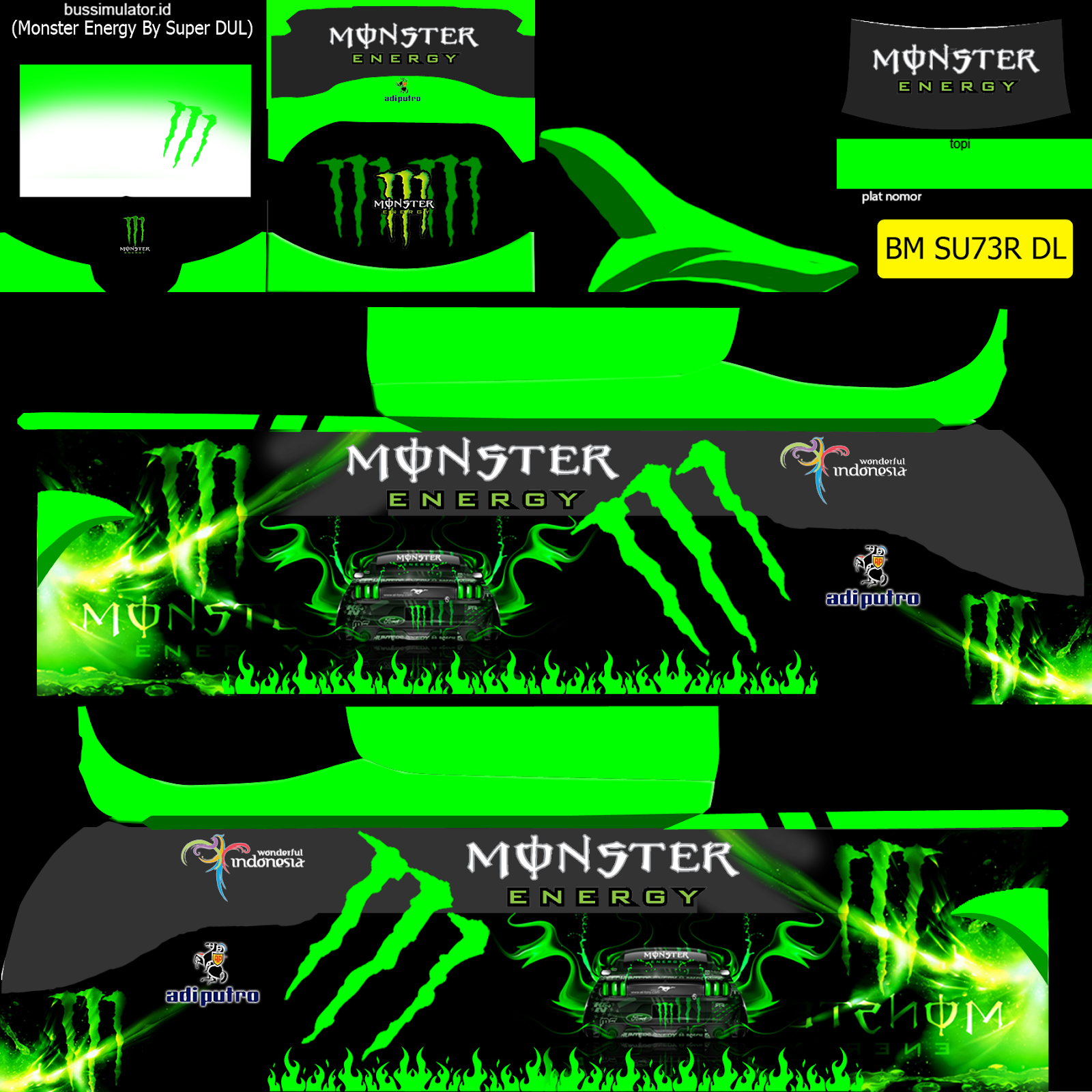 Bus Simulator Indonesia Monster Skin Download 23 Livery Template 